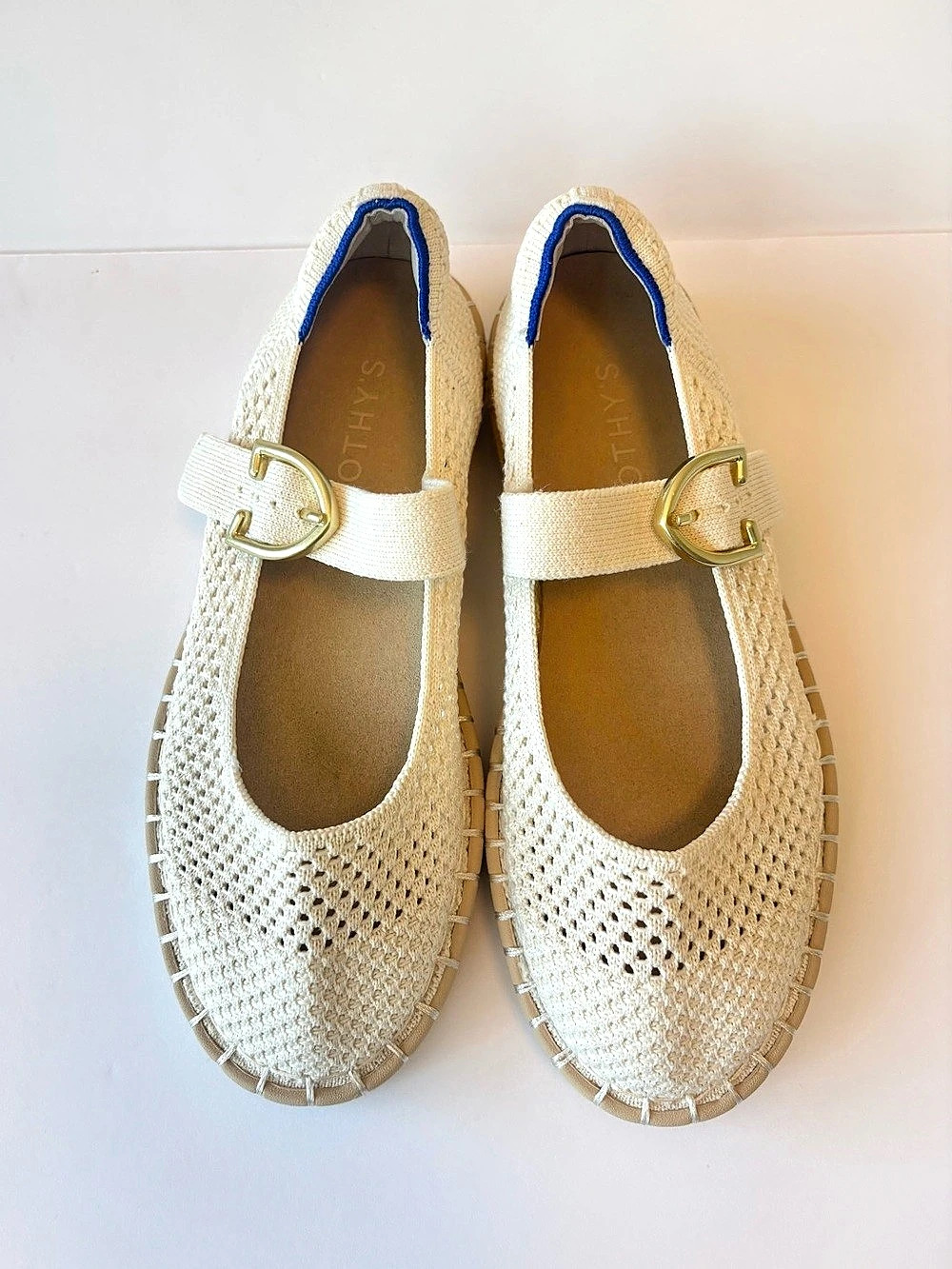 Rothy's The Espadrille Mary Jane Flats in Jasmine (Cream) size 6